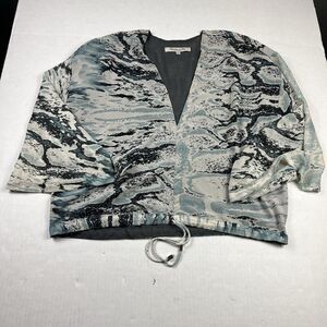 Ramona LaRue Shirt Chiffon Abstract Blouse Watercolor Marble Print M/L Boho Art